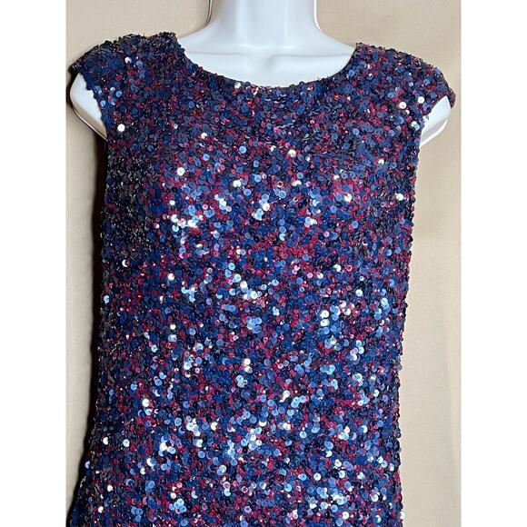 Theia Mixed Berry Sequin Dress 8 - Picture 5 of 14